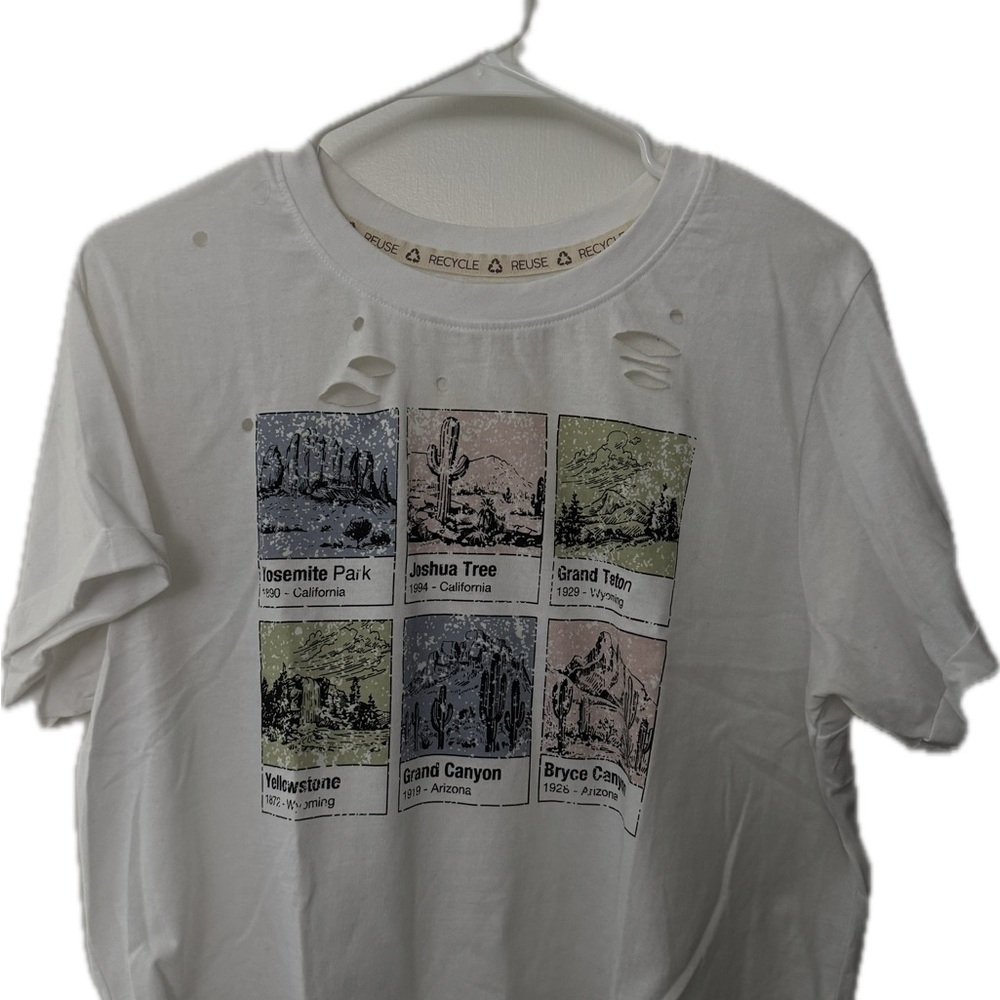 White Graphic T-Shirt with National Park Prints